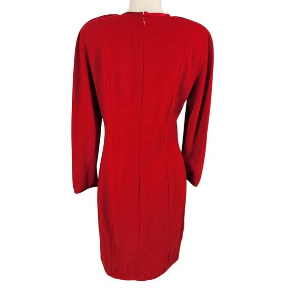 Vintage 80s Bill Blass Dress 100% Wool Shift Sheath DRess Rounded Shoulder SZ 8 - Picture 5 of 8